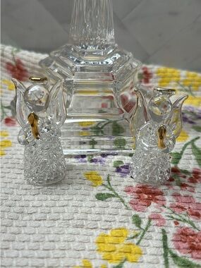 Glass Angel Figurine Pair and cross